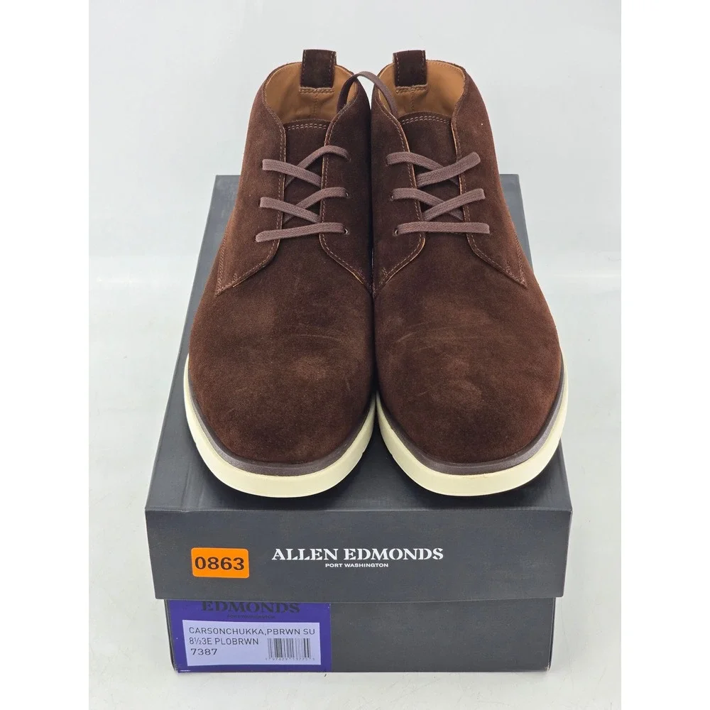 Allen Edmonds Carson Chukka Mens 8.5 EEE Brown Suede Boots -NEW